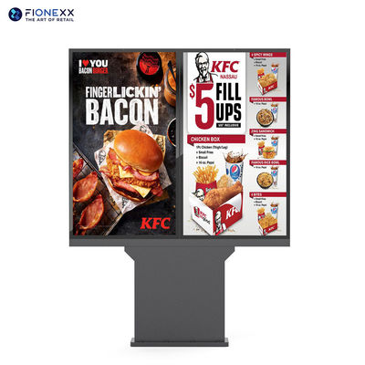 Drive Thru Restaurants Menu Board Digital Signage Outdoor Standing Waterproof Kiosk Touch Order Screen