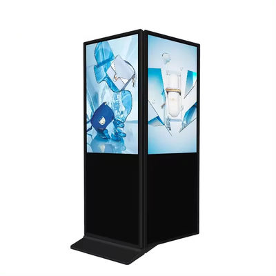 High Resolution 55 Inch Dual Sided Floor Stand Kiosk For Indoor Advertising CMS Remote Control LCD Digital Signage And Displays